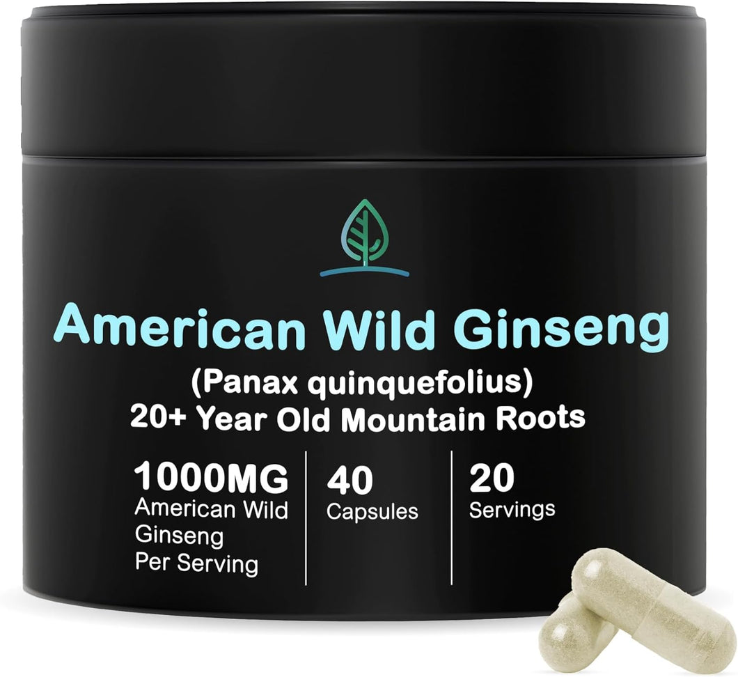 American Wild Ginseng Root Powder or Capsule - 25 Grams / 40 Capsules