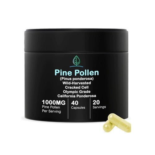 Pine Pollen Capsules 500mg Wild Harvested California Pine Pollen Powder